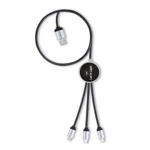 CHC/03/BK  3in 1 Car charging cable with light
