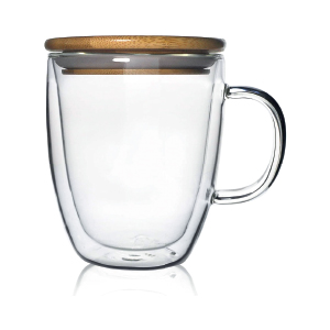CMG03 glass mug with bamboo cover