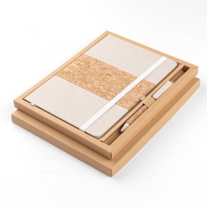 RECYCLED COTTON AND CORK ROUND NOTEBOOK